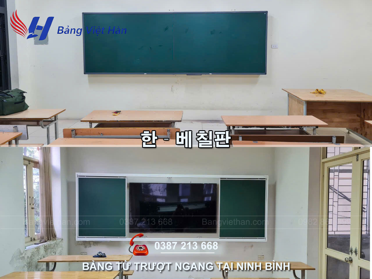 Bảng từ xanh trượt ngang tại Ninh Bình
