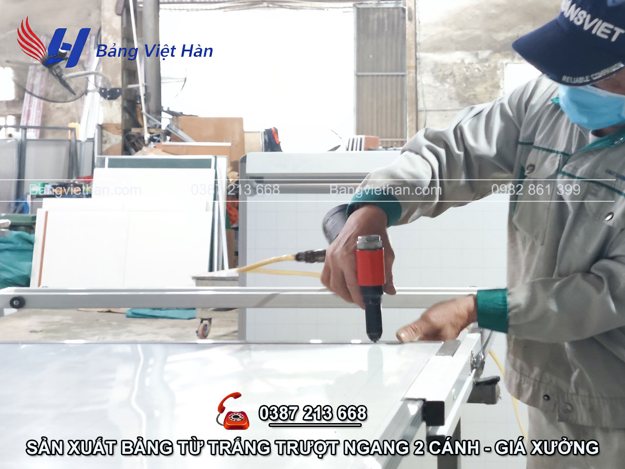 Sản Xuất Và Lắp Đặt Bảng Từ Trắng Trượt Ngang 2 Cánh