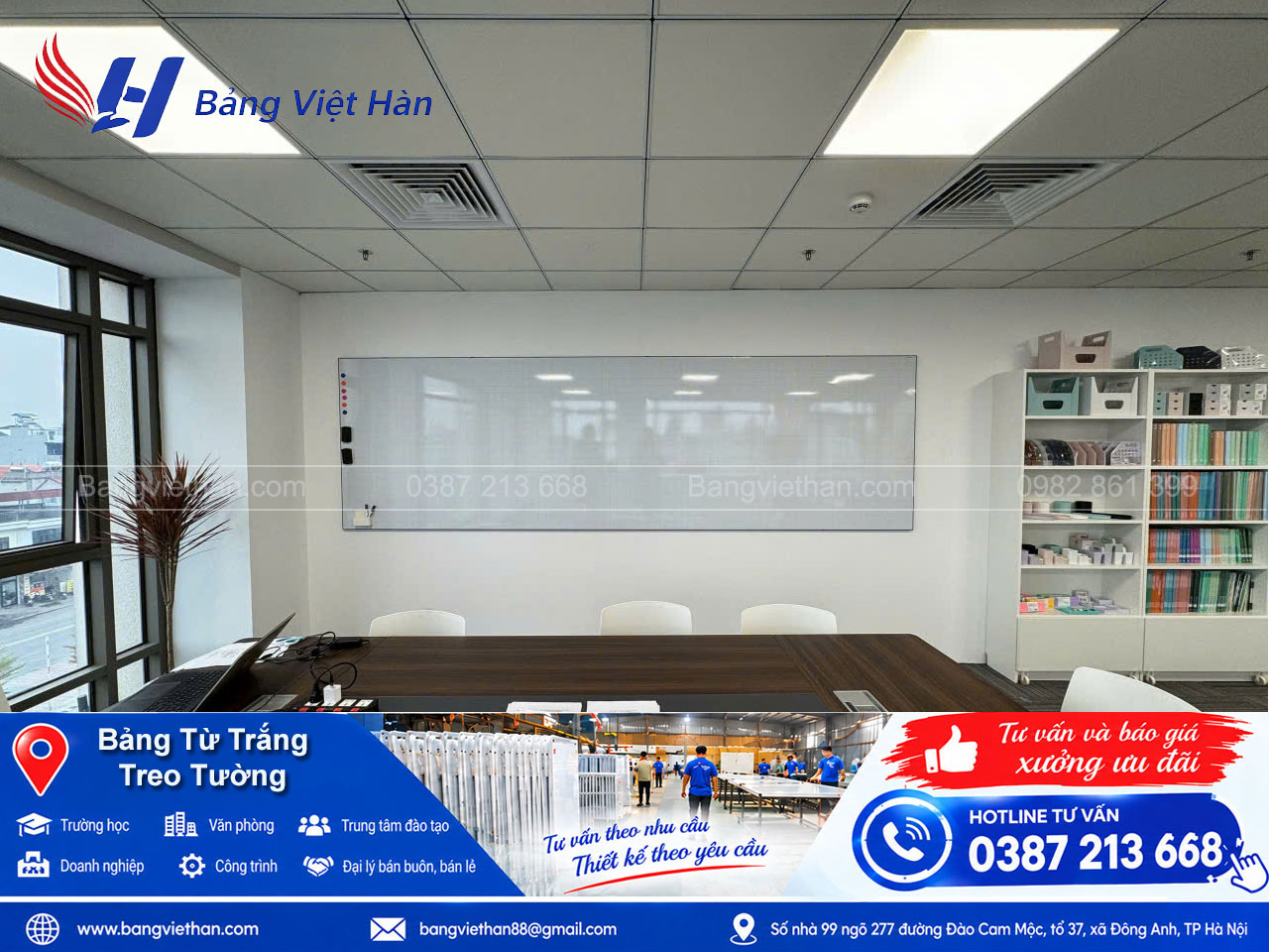 Bảng treo tường mặt trắng